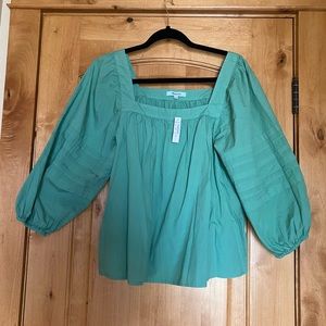 NWOT Madewell Square-Neck Pleat-Sleeve Top size Medium